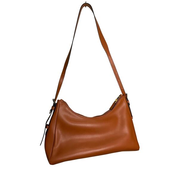 Prada Aimee Genuine Leather Shoulder Bag Zipper Top Caramel Womens Medium NWT - Picture 3 of 12